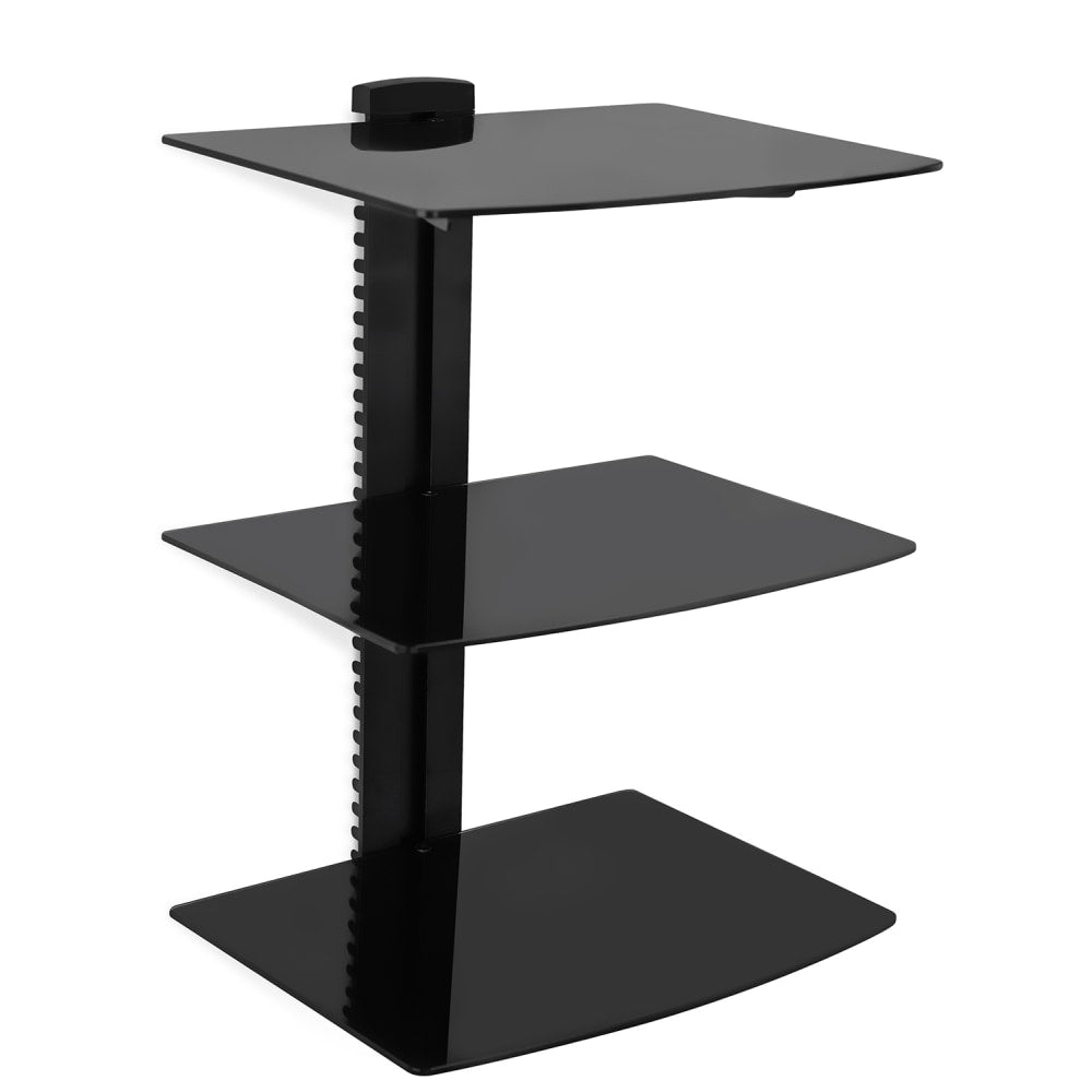 Mount-It! MI-813 Floating Triple Glass Wall-Mounted Shelving, 22-3/4inH x 15inW x 11inD, Black