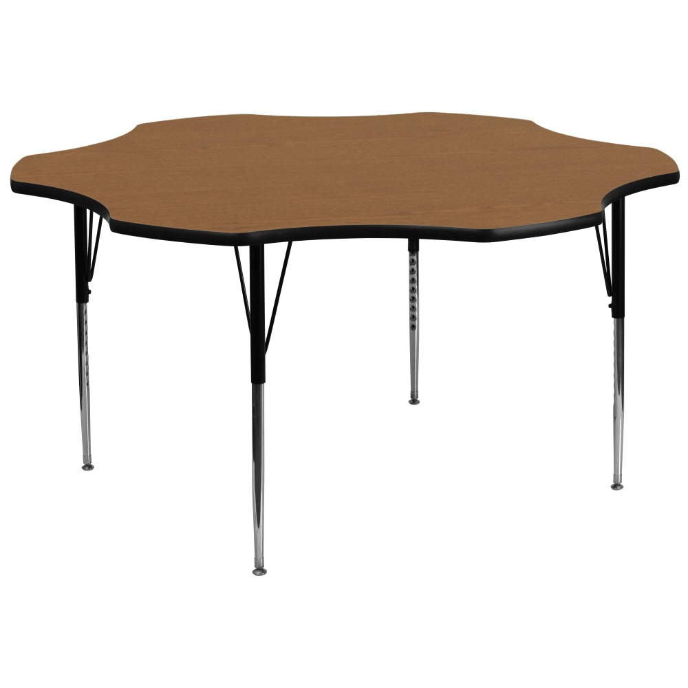 Flash Furniture 60ft" Flower Thermal Laminate Activity Table With Standard Height-Adjustable Legs, Oak