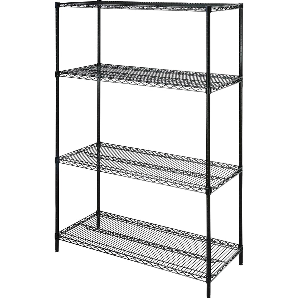 Lorell Industrial Wire Shelving Starter Unit, 48inW x 18inD, Black