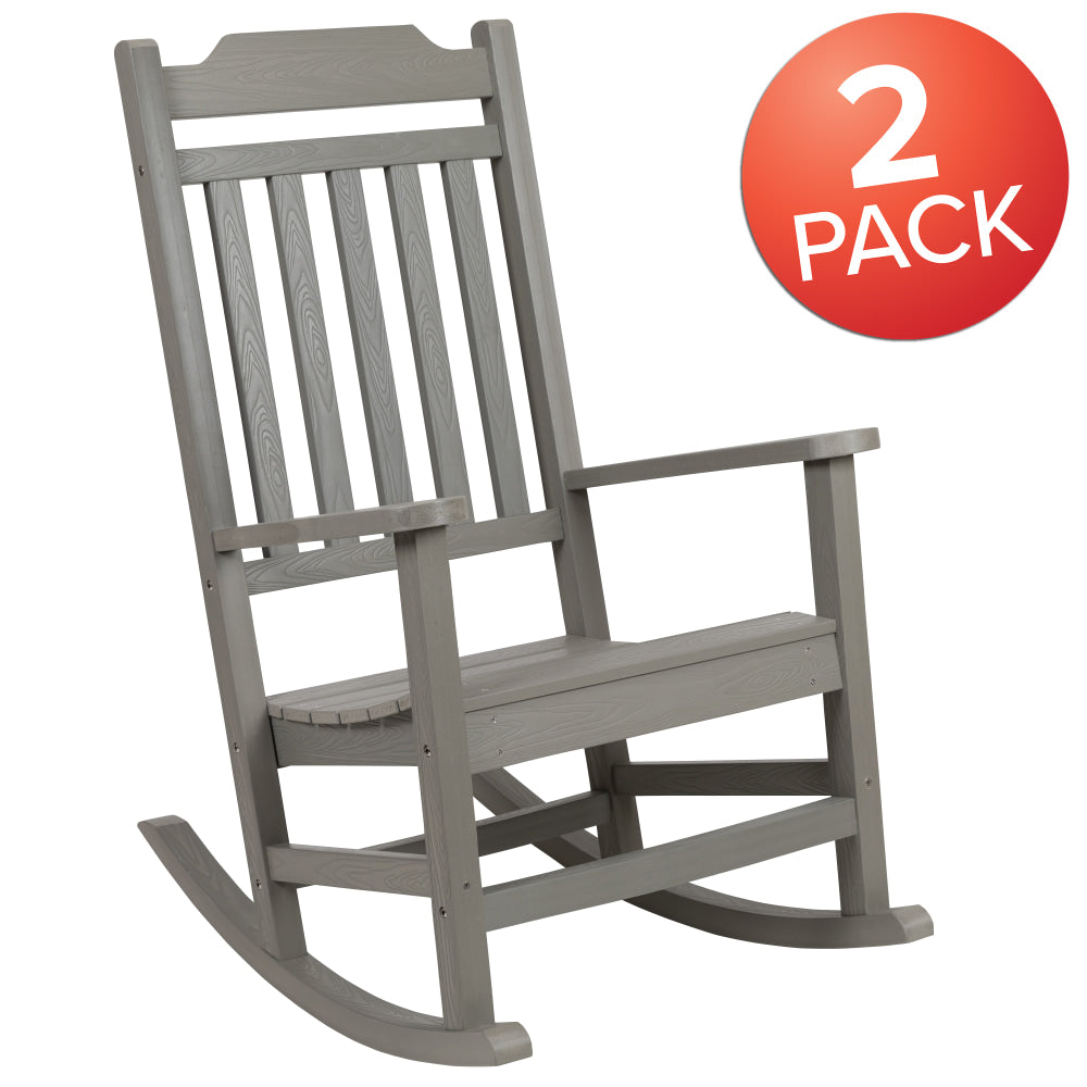 Flash Furniture Winston All-Weather Rocking Chairs, Gray, Set Of 2 Chairs