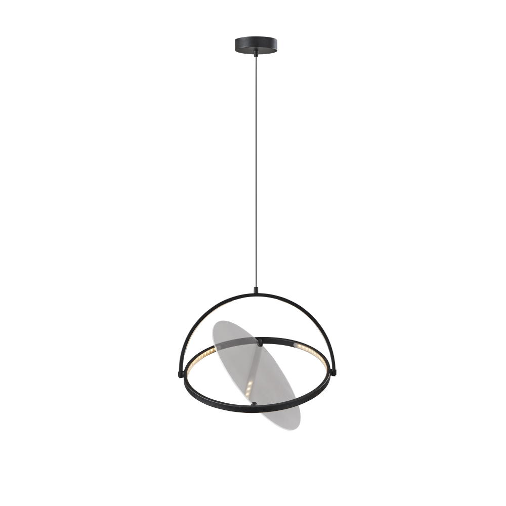 Adesso ADS360 Orsa LED Pendant Lamp, 18inH x 18inW, Black Shade/Black Base