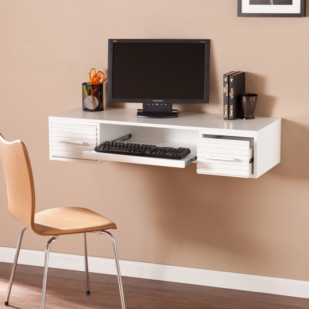 SEI Furniture Simon Wall Mount 42inW Writing Desk, White