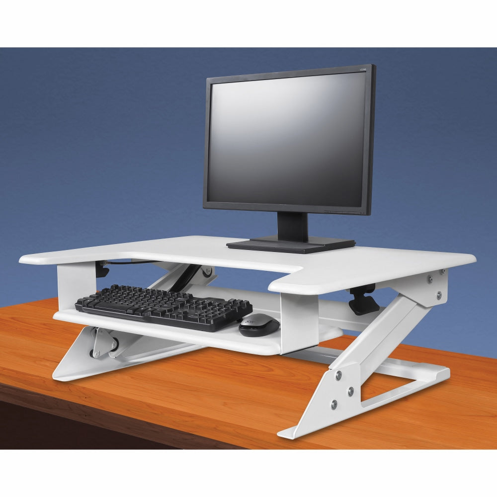 Kantek Sit-to-Stand Desk Riser, 5-3/10inH x 35inW x 24inD, White