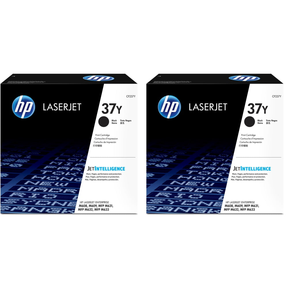 HP 37Y Black Extra-High Yield Toner Cartridges, Pack Of 2, CF237Y