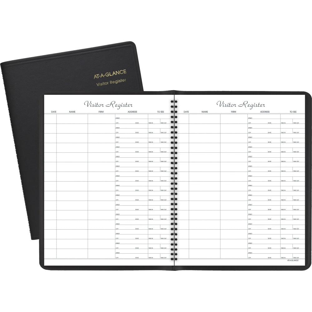 AT-A-GLANCE Visitor Register Book, 8 1/2in x 11in, Black