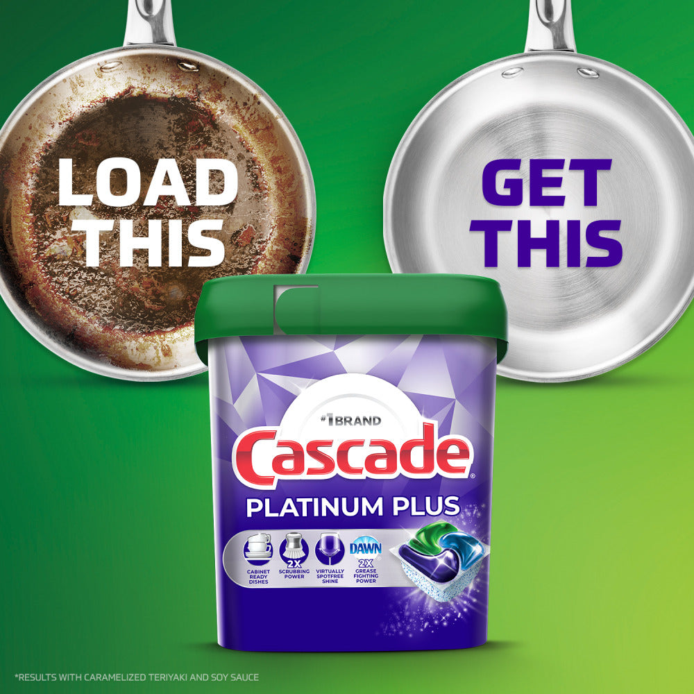 Cascade Platinum Plus ActionPacs Dishwasher Detergent Pods, Fresh Scent, 3 Pods Per Pack, Case Of 30 Packs