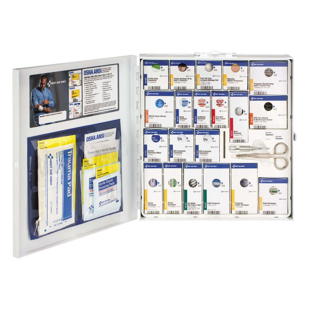 First Aid Only ANSI 2015 SmartCompliance 50-Person First Aid Kit, 14-1/8inH x 3-1/8inW x 13-1/4inD