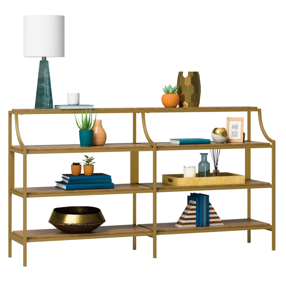 Sauder International Lux Console Table, 32-11/16inH x 59-3/8inW x 13-3/16inD, Satin Gold/Sindoori Mango