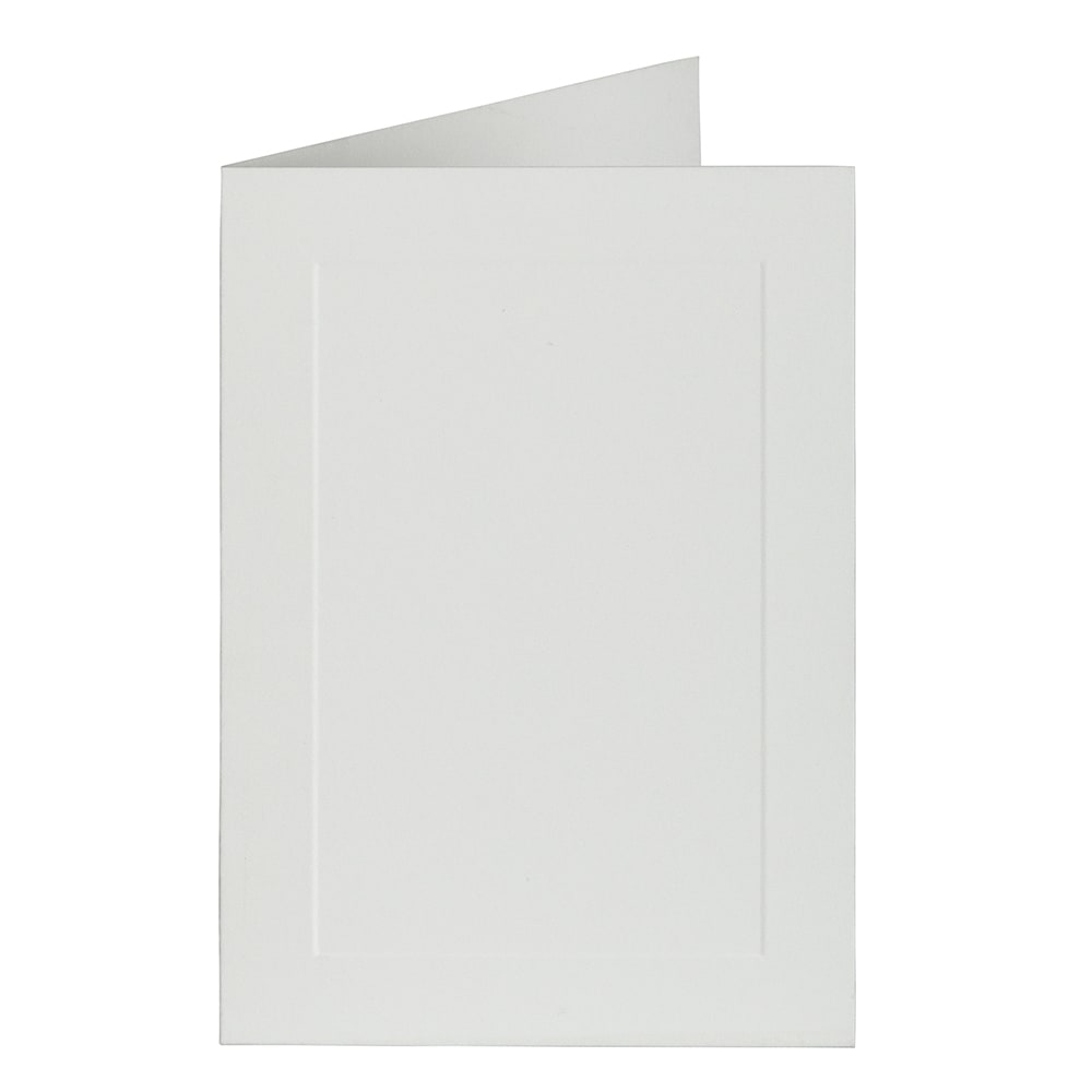 JAM Paper Strathmore Fold-Over Cards, With Panel, 4 Bar, 3 1/2in x 4 7/8in, Bright White, Pack Of 25