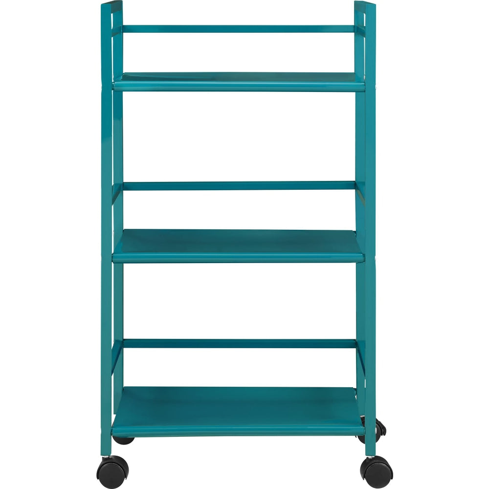 Ameriwood Home Marshall 3-Shelf Metal Rolling Utility Cart, Teal