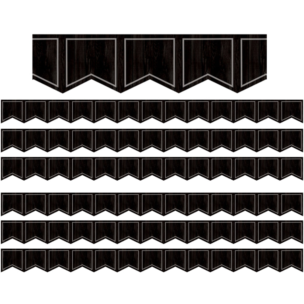 Teacher Created Resources Die-Cut Border Trim, Modern Farmhouse Black Pennants, 35' Per Pack, Set Of 6 Packs