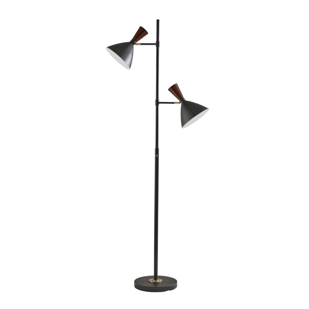 Adesso Arlo 2-Light Tree Lamp, 67-1/4inH, Black And Walnut Shade/Black Base