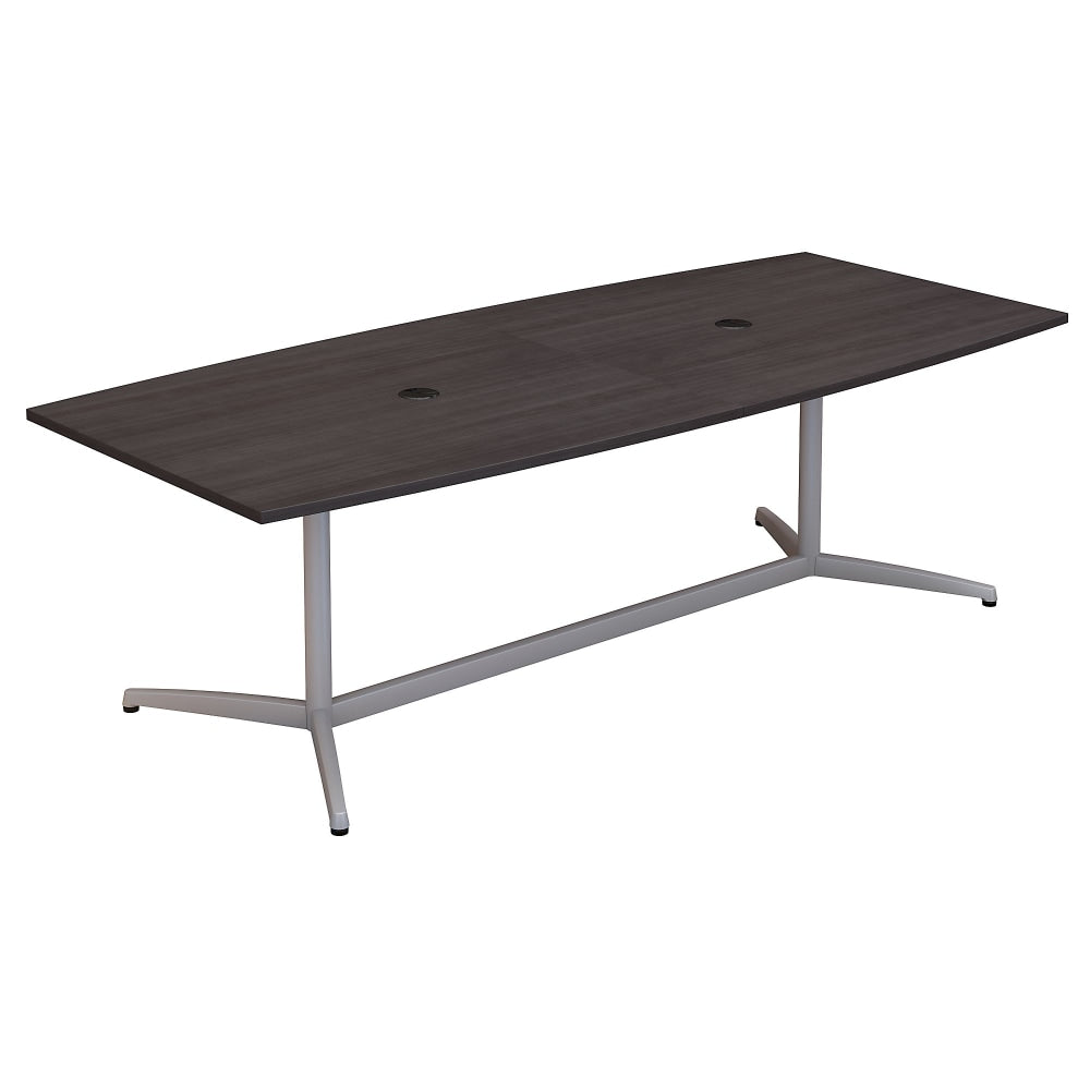 Bush Business Furniture 96inW x 42inD Boat Shaped Conference Table with Metal Base, Storm Gray, Standard Delivery