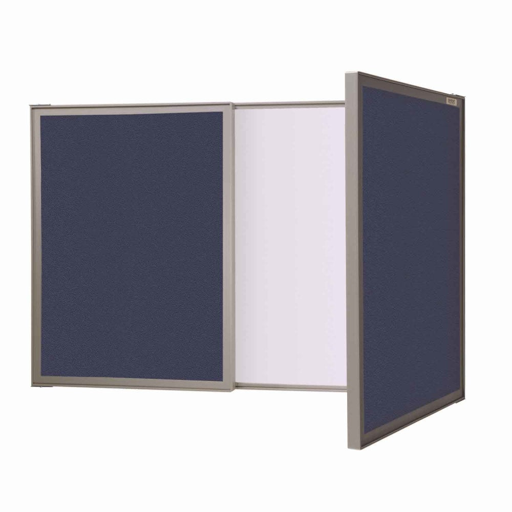 Ghent VisuALL PC Fabric Non-Magnetic Bulletin Board, 24in x 36in, Blue, Satin Aluminum Frame