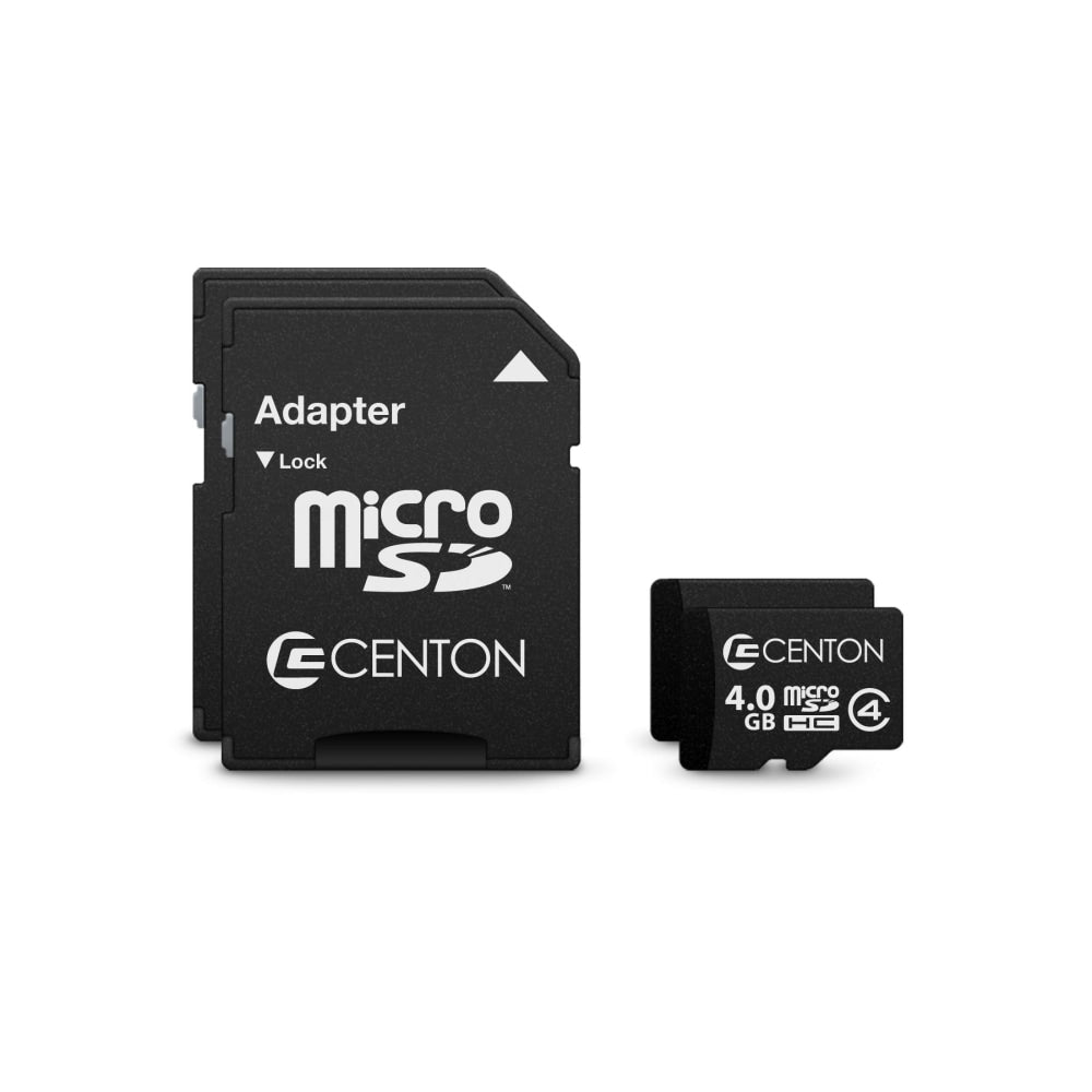 Centon microSD Memory Cards, 4GB, Pack Of 2 Memory Cards, S1-MSDHC4-4G2PK