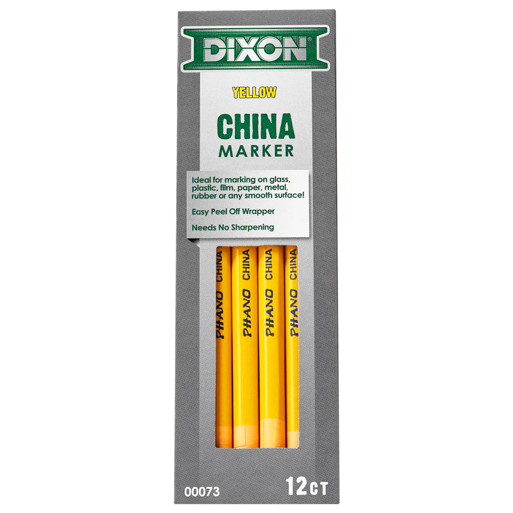 Dixon Phano China Markers, Yellow, Box Of 12