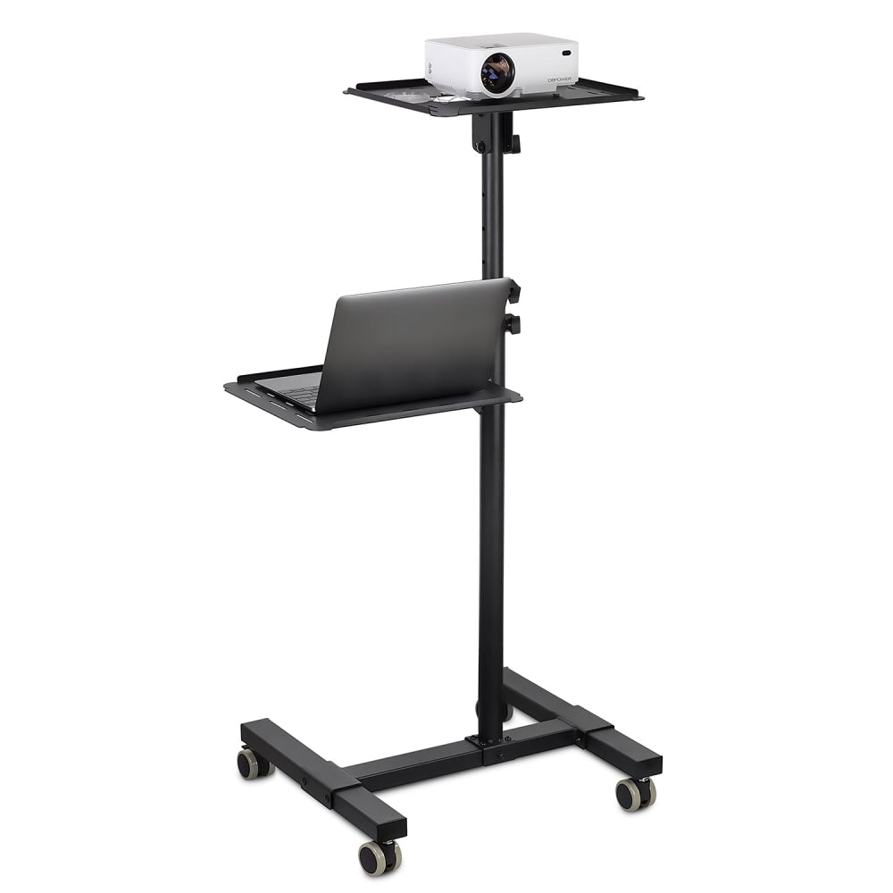 Mount-It! MI-7943 Mobile Projector Standing Desk, 33-1/2inH x 15-1/2inW x 4-1/2inD, Black