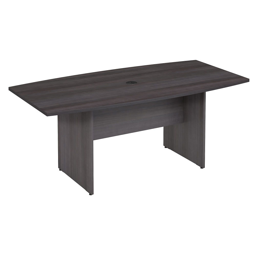 Bush Business Furniture 72inW x 36inD Boat-Shaped Conference Table With Wood Base, Storm Gray, Standard Delivery