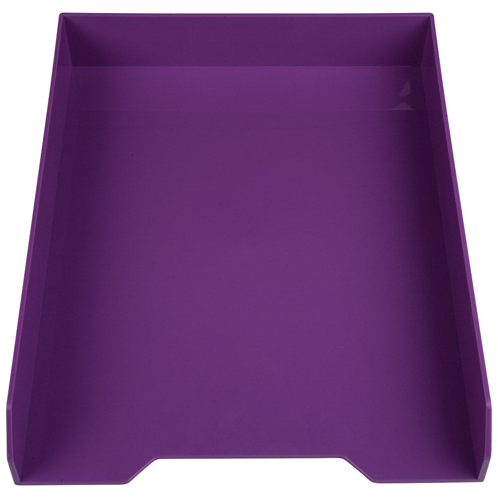 JAM Paper Stackable Paper Trays, 2inH x 9-3/4inW x 12-1/2inD, Purple, Pack Of 2 Trays