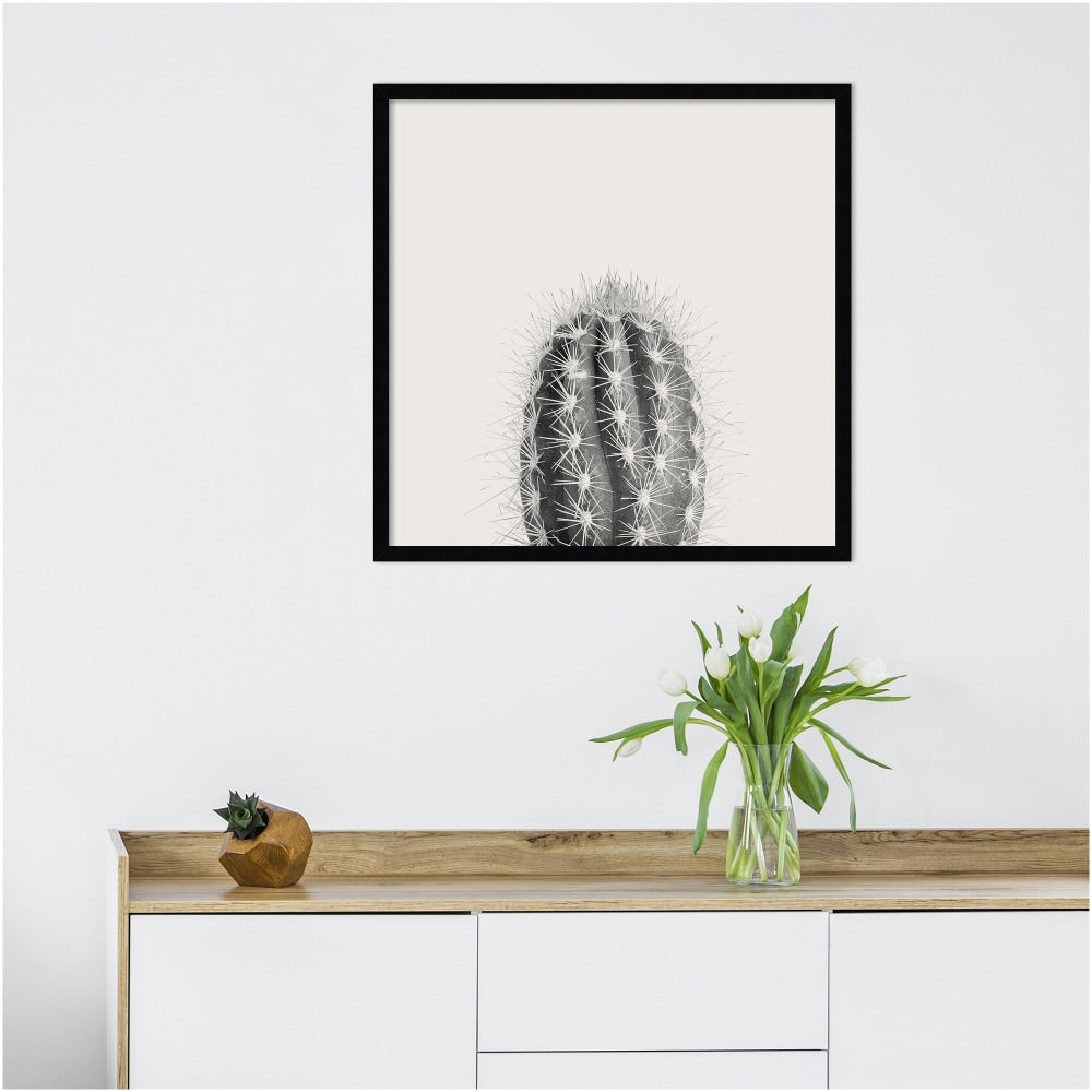 Amanti Art Haze Cactus Succulent Tall by The Creative Bunch Wood Framed Wall Art Print, 25inH x 25inW, Black