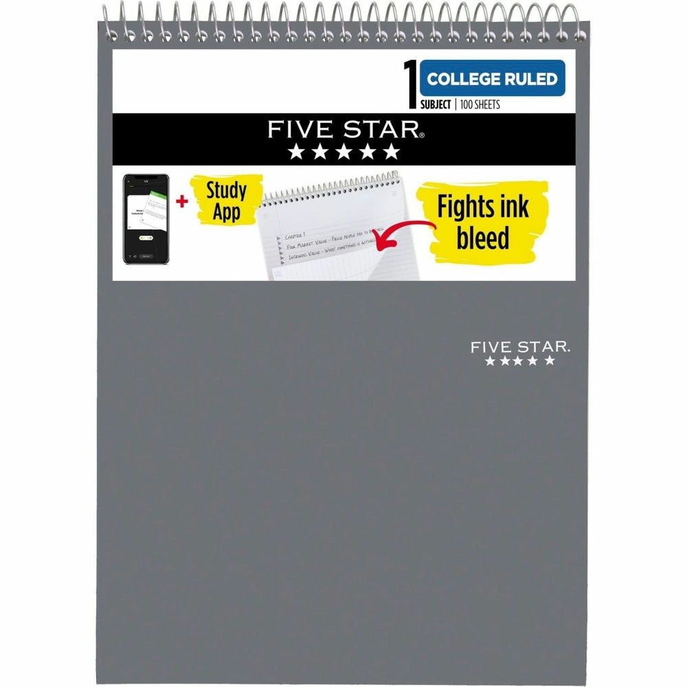 Five Star Notebook, 10in x 11 1/32in, 1 Subject, College Ruled, 100 Sheets, Assorted Colors (No Color Choice)