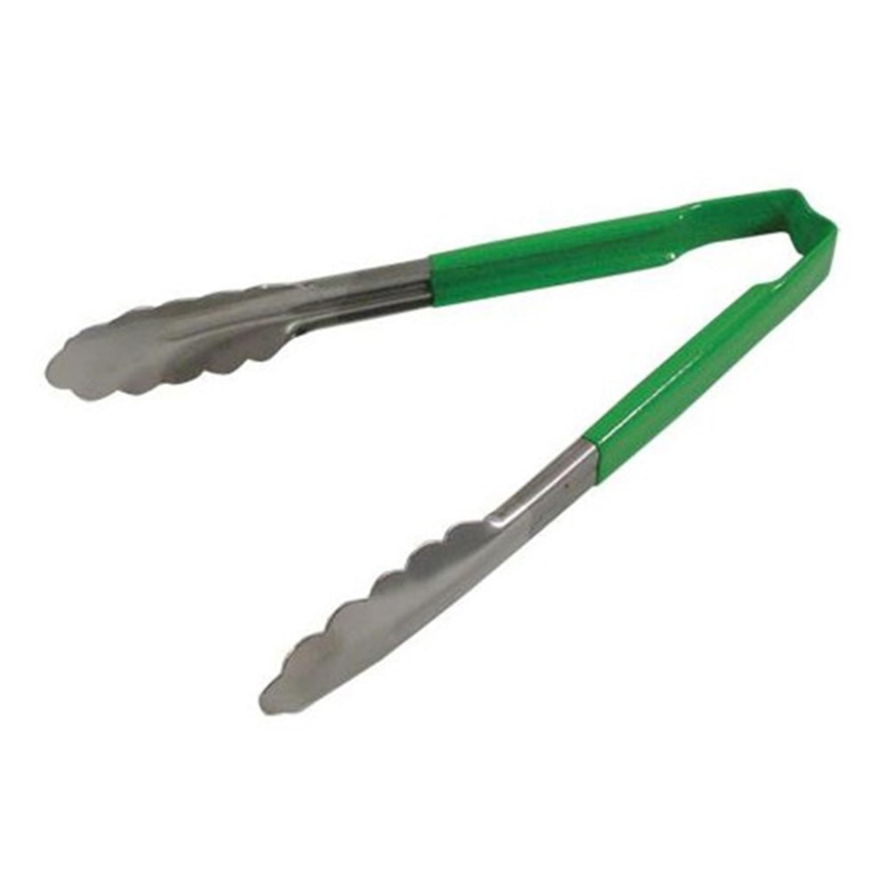 Vollrath 9in Tongs With Antimicrobial Protection, Green