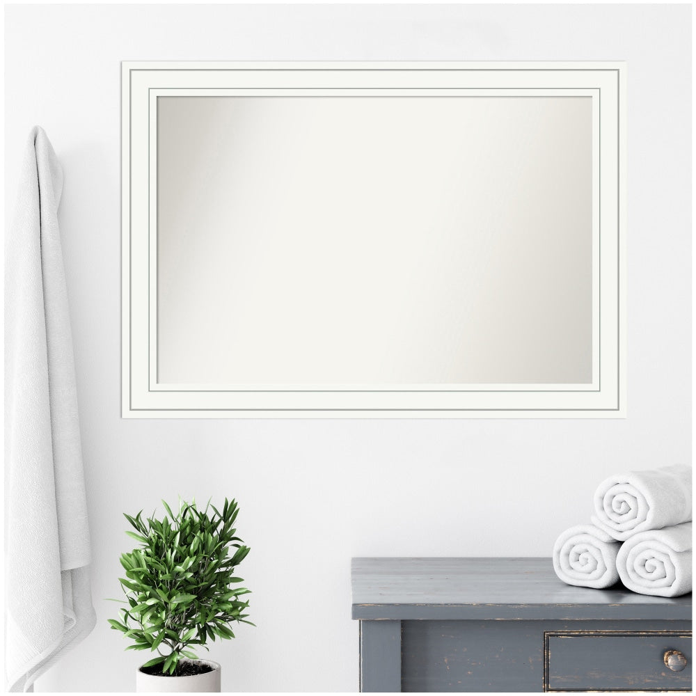 Amanti Art Non-Beveled Rectangle Framed Bathroom Wall Mirror, 29in x 41in, Craftsman White