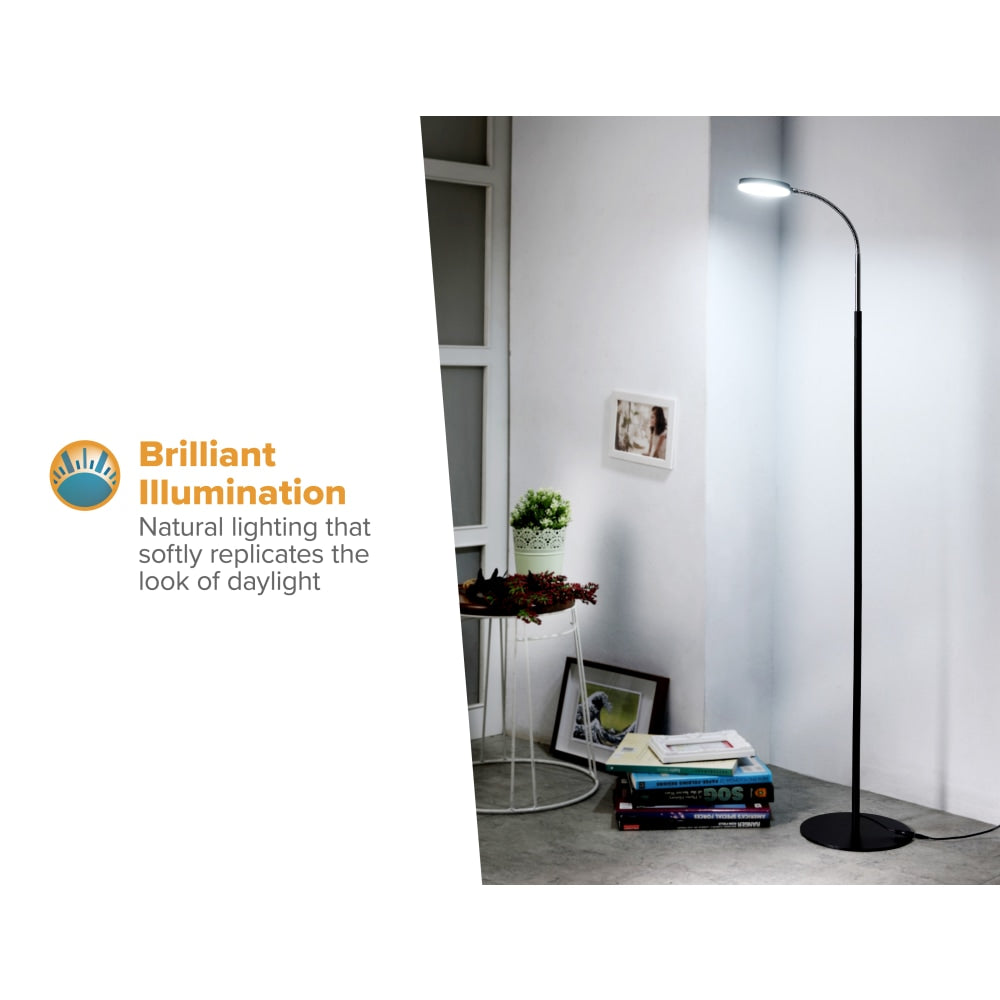 Bostitch Gooseneck LED Floor Lamp, 52inH, Black