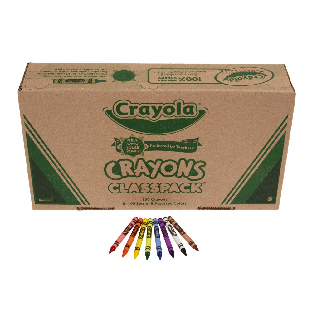 Crayola Classpack Standard Crayons, 8 Assorted Colors, Pack Of 800 Crayons