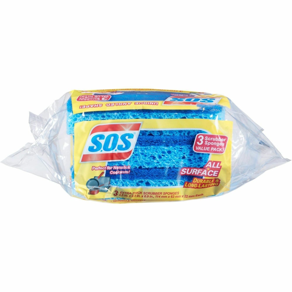 S.O.S All Surface Scrubber Sponge - 5.3in Height x 3in Width x 0.9in Depth - 672/Bundle - Cellulose - Blue