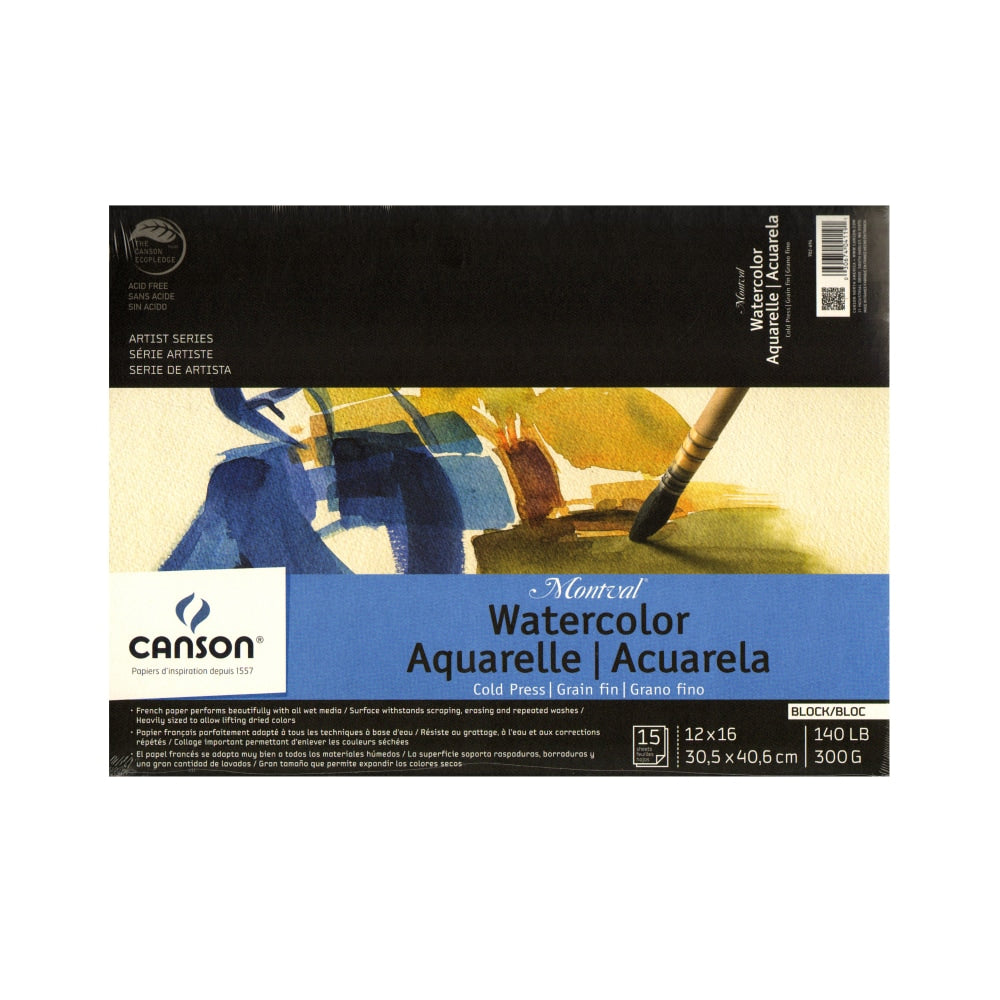 Canson Montval Watercolor Paper, 12in x 16in, 15 Sheets