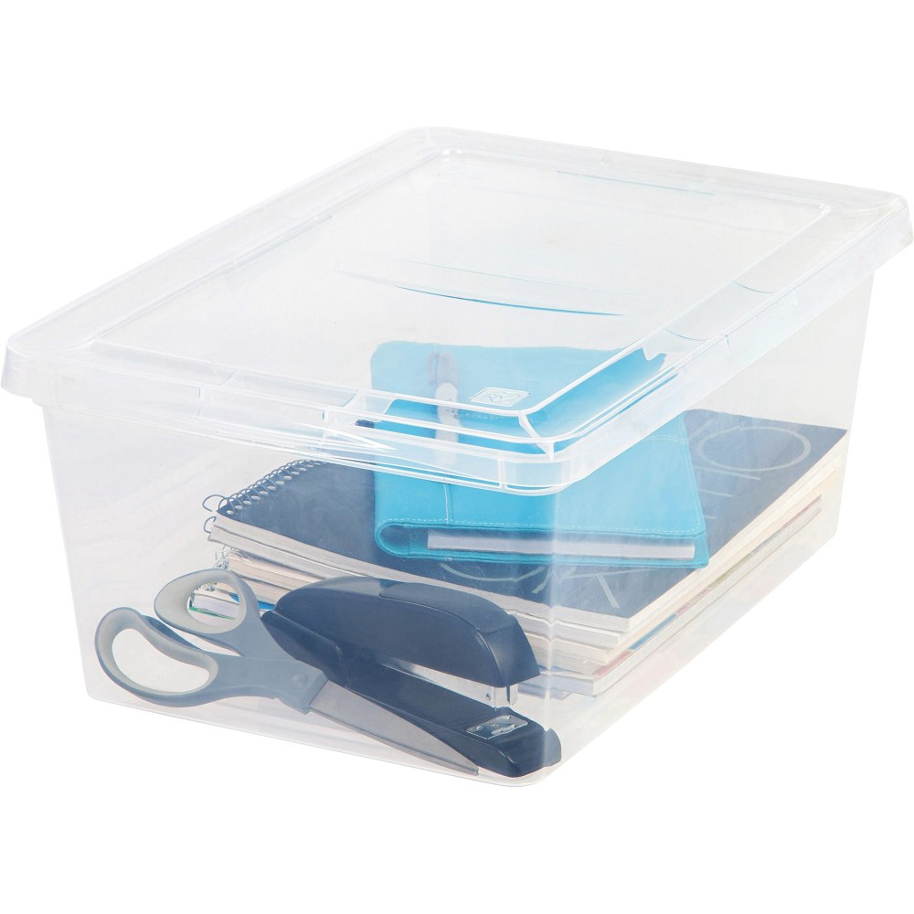 IRIS 17-quart Storage Box - External Dimensions: 17.5in Length x 12in Width x 17.5in Depth x 7in Height - 4.25 gal - Snap-in Lid Closure - Stackable - Plastic - Clear - For Scissors, Notebook, Office Supplies, Sweater, Purse, Towel, Stapler - 1 Each