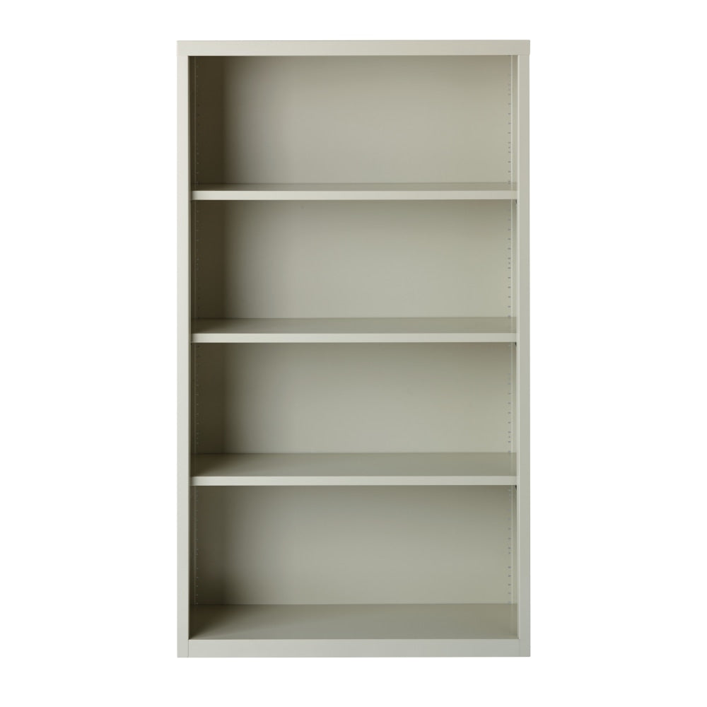 Hirsh 60inH 4-Shelf Metal Bookcase, Light Gray