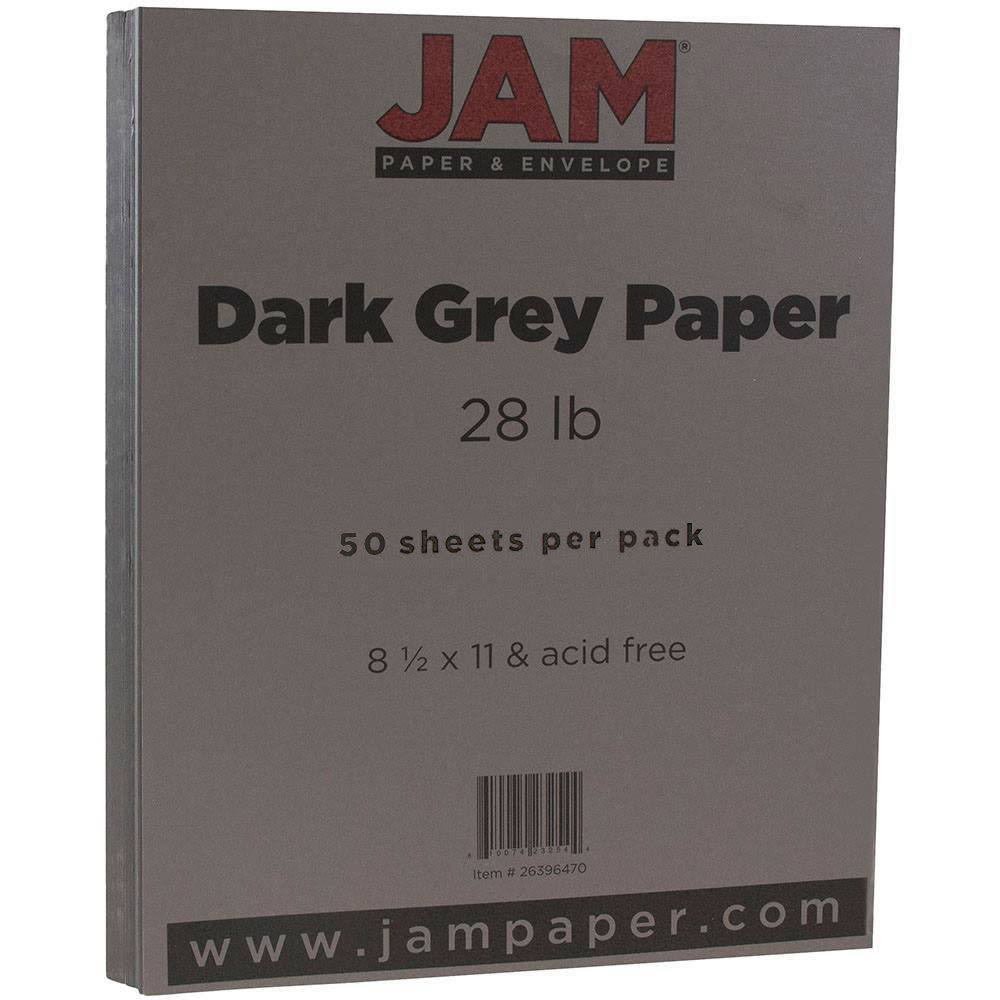 JAM Paper Color Multi-Use Printer & Copy Paper, Dark Gray, Letter (8.5in x 11in), 50 Sheets Per Pack, 28 Lb