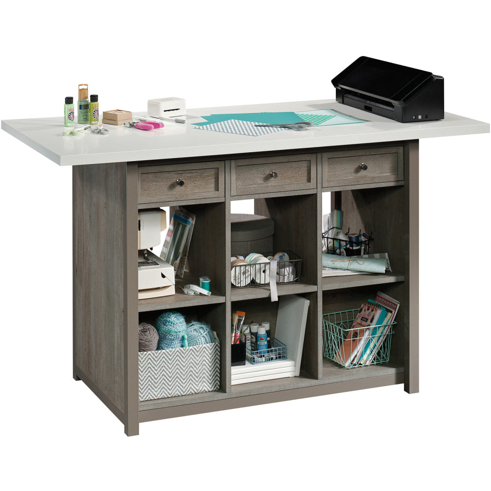 Sauder Craft Pro 60inW Work Table, Mystic Oak