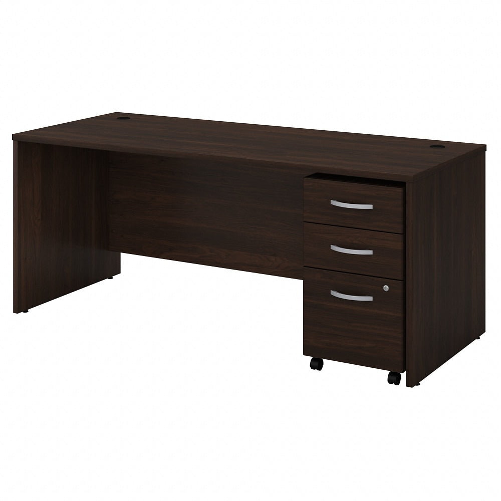 Bush Business Furniture Studio C Office 72inW Computer Desk With Mobile File Cabinet, Black Walnut, Standard Delivery