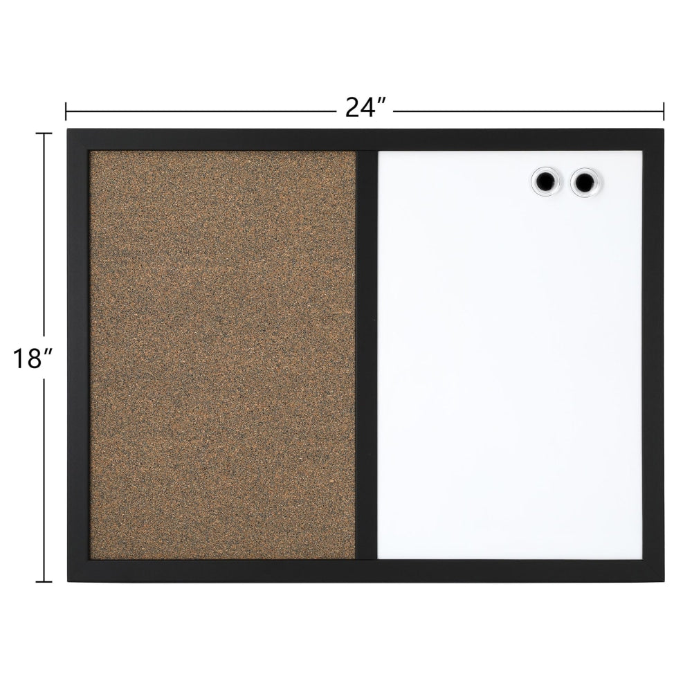 Realspace Magnetic Dry-Erase Whiteboard/Cork Bulletin Board, 18in x 24in, Black Frame