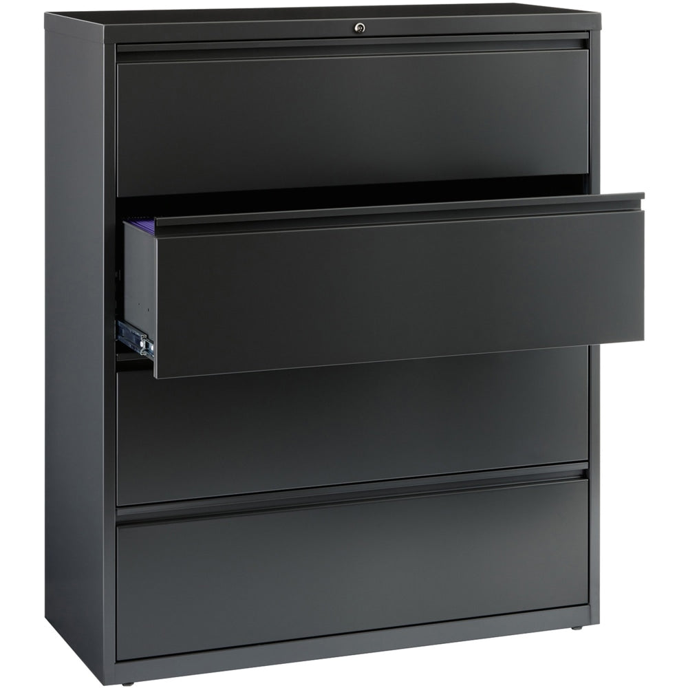 Lorell 42inW x 18-5/8inD Lateral 4-Drawer File Cabinet, Charcoal