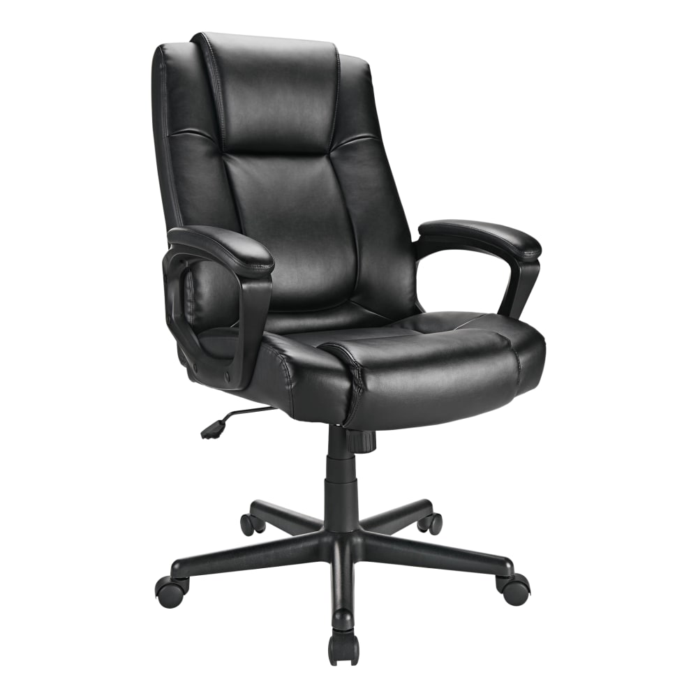 Realspace Hurston Bonded Leather High-Back Executive Chair, Black, BIFMA Compliant