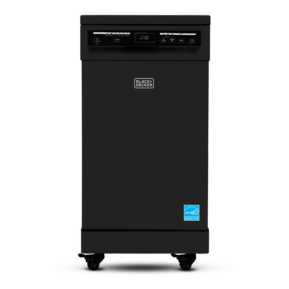 Black+Decker Portable Dishwasher, 35-11/16inH x 17-11/16inW x 23-5/8inD, Black