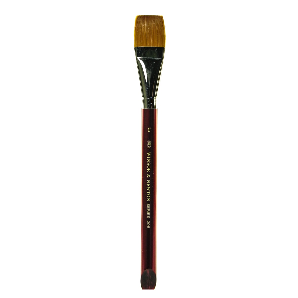 Winsor & Newton Series 295 Paint Brush, 1in, Flat Bristle, Nylon, Burdgundy