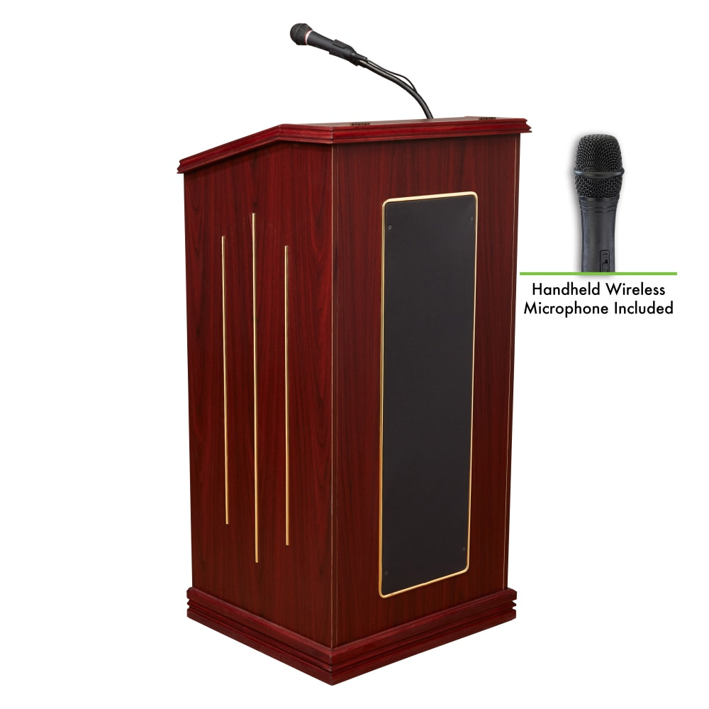 Oklahoma Sound Prestige Sound Lectern With Wireless Handheld Microphone, Mahogany