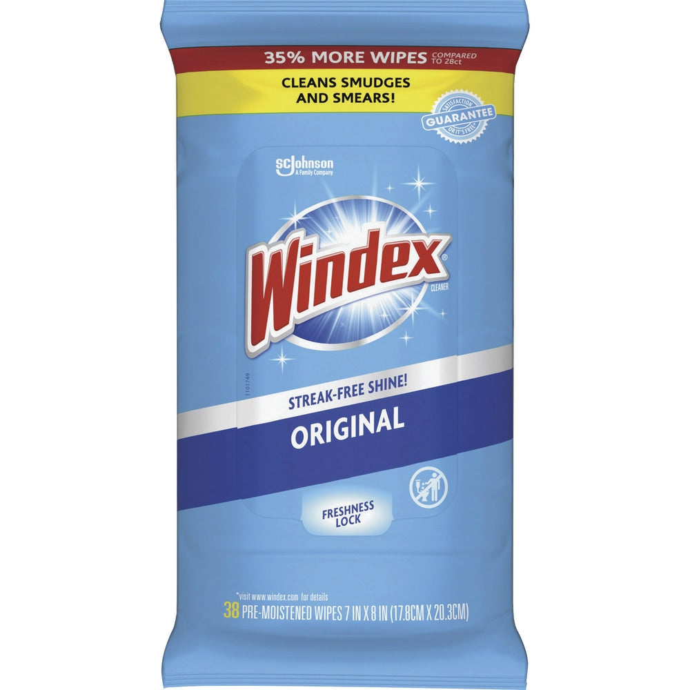 Windex Glass & Surface Wipes, 38 Sheets Per Container, Blue