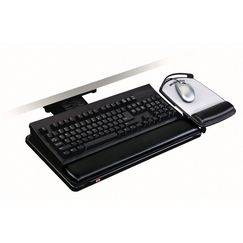 3M Underdesk Knob-Adjustable Keyboard Tray, Black, T32809