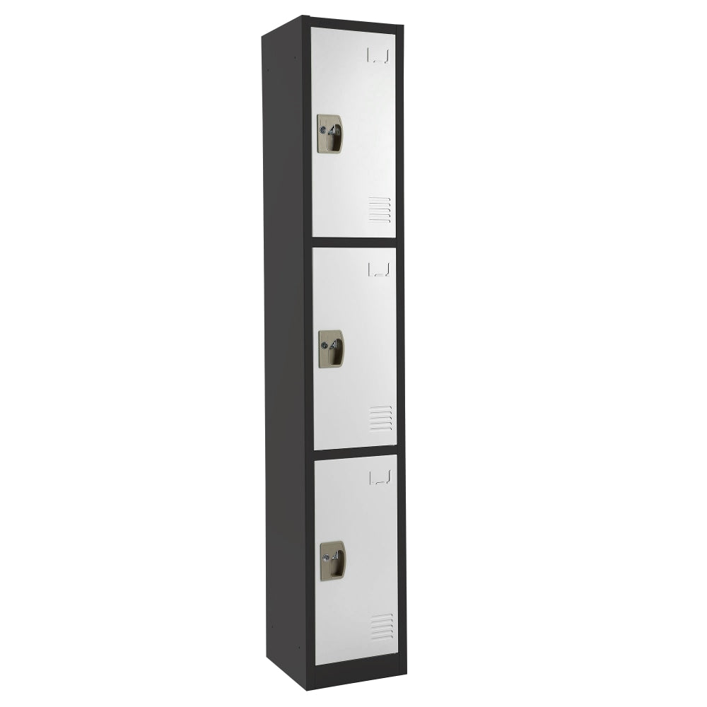 Alpine Large 3-Tier Steel Lockers, 72inH x 12inW x 12inD, Black/White, Pack Of 4 Lockers