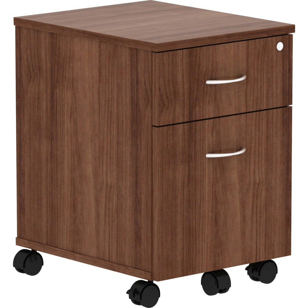 Lorell Relevance 16inW 2-Drawer Mobile Pedestal, Walnut