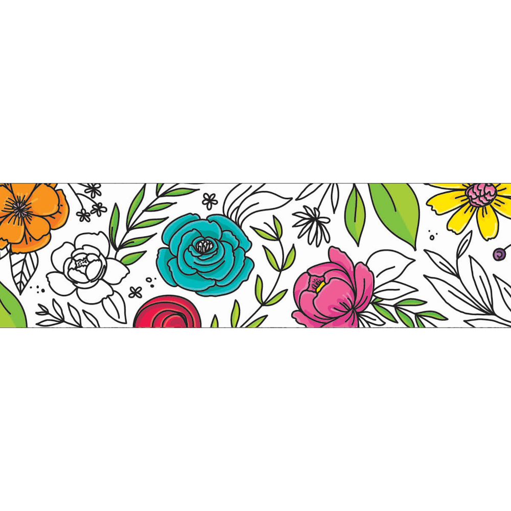 Creative Teaching Press EZ Borders, Bright Blooms Doodly Blooms, 48' Per Pack, Set Of 3 Packs