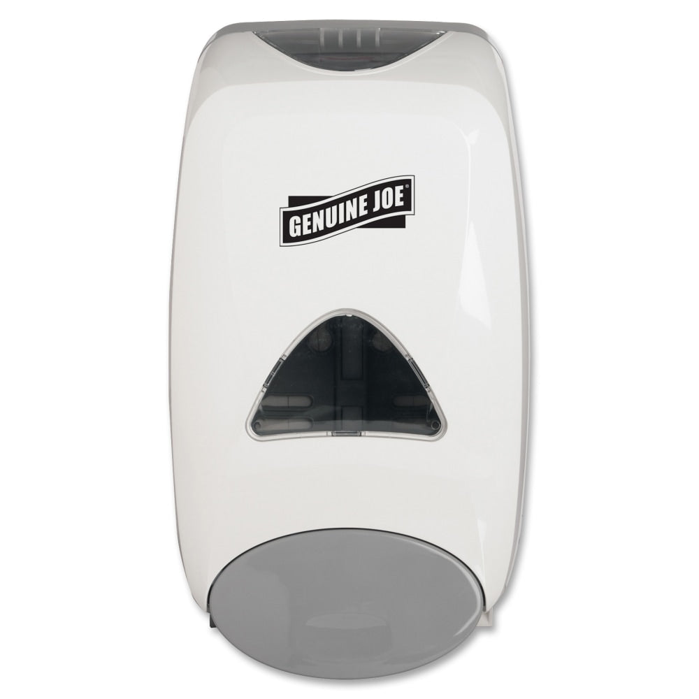 Genuine Joe 1250 ml Foam Soap Dispenser - Manual - 1.32 quart Capacity - Site Window, Soft Push, Sanitary-sealed, Refillable - White - 6 / Carton