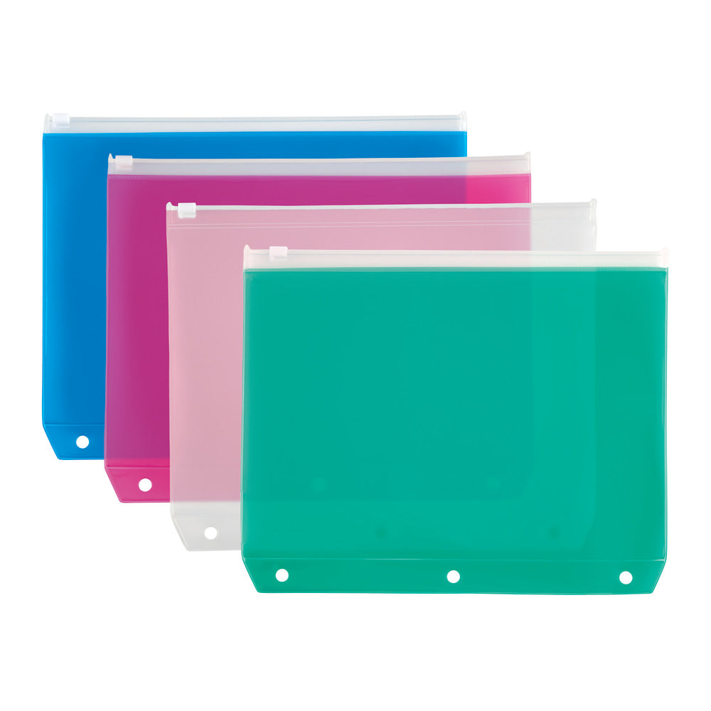 Office Depot Brand Transparent Binder Pocket, Large, 8 1/2in x 10 1/2in, Assorted Colors