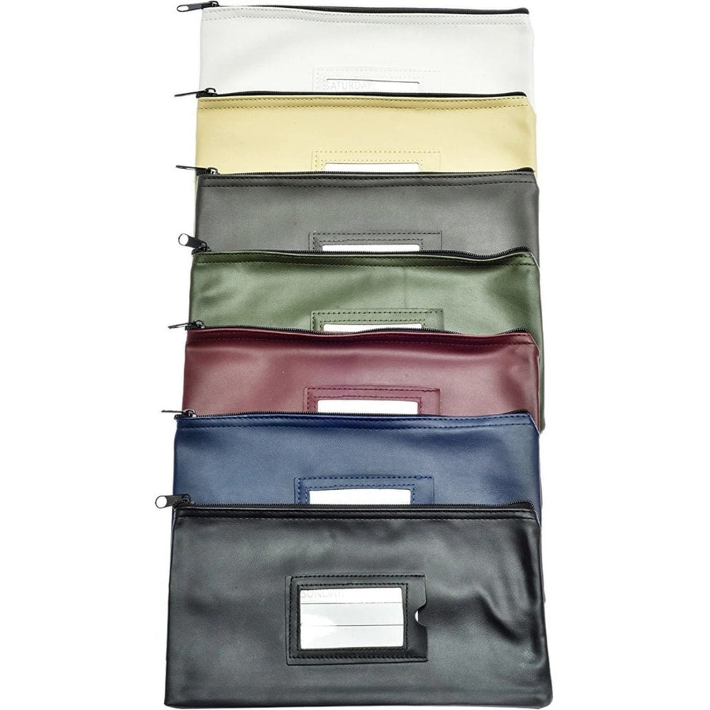 Nadex Coins Multicolor 7 Days Bank Deposit Cash and Coin Pouches - 11in Width x 6in Length - Zipper Closure - Assorted - Faux Leather - 7 - Cash, Coin, Document, Receipt, Office Supplies, Map, School Supplies, Jewelry